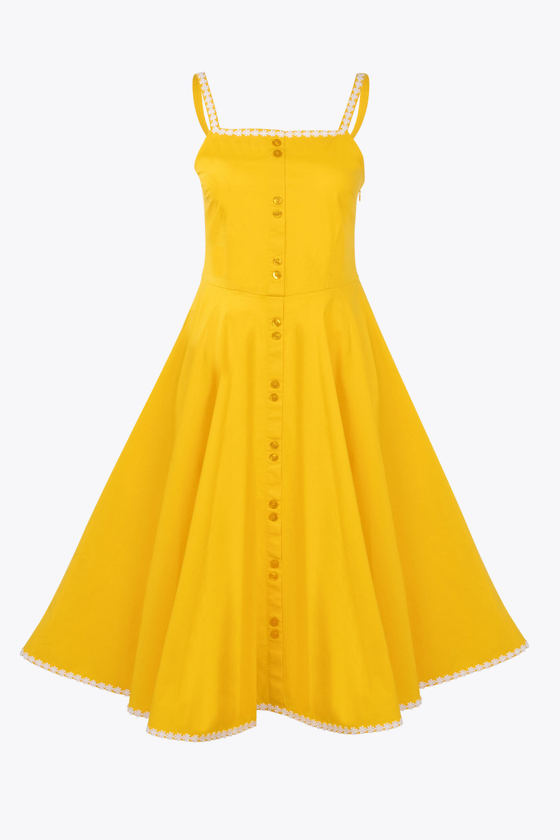 Morgana White Trim Yellow Swing Dress