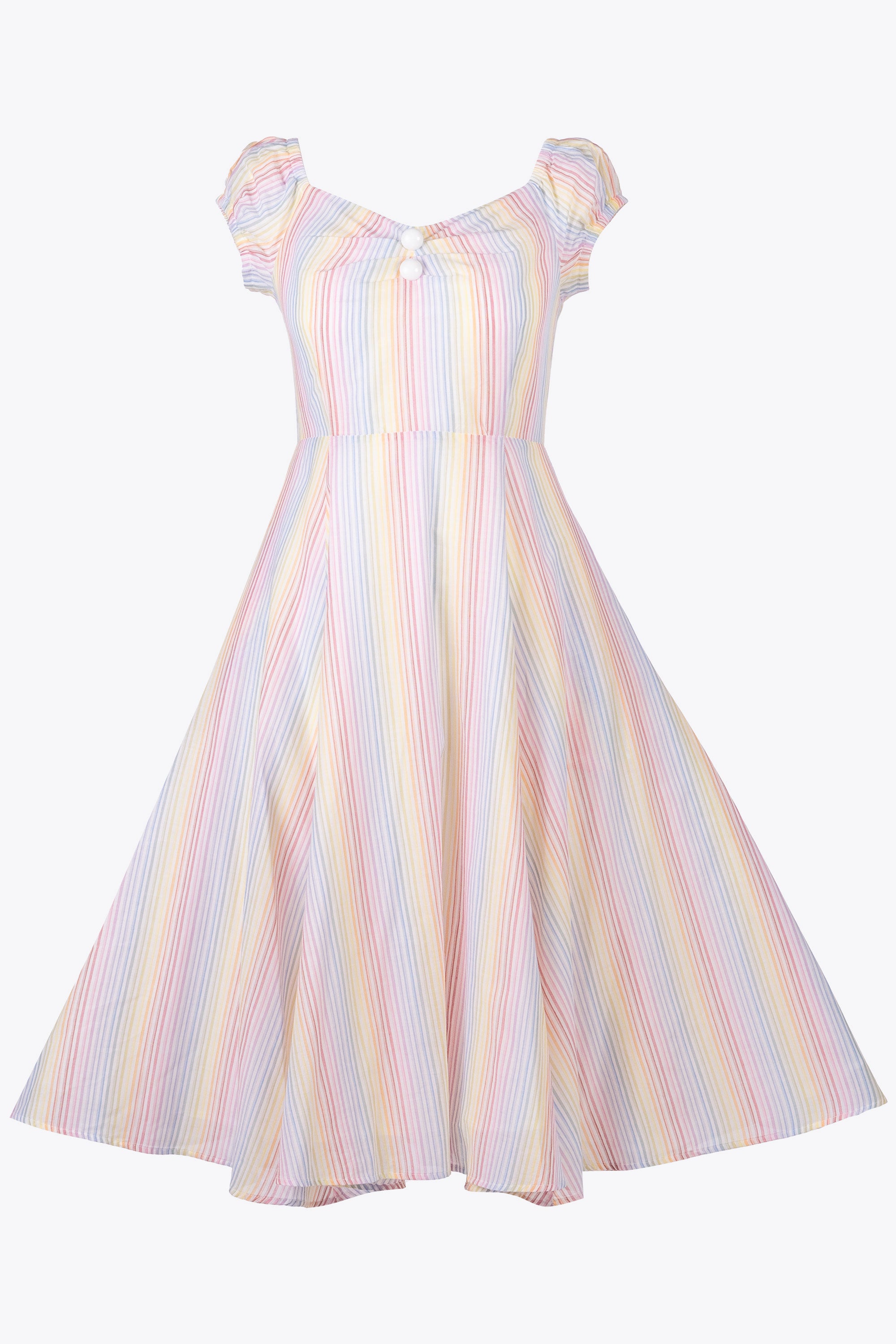 COLLECTIF Female Multi Coloured Sherbet Stripe Swing Dress, UK16 COLLECTIF Female Multi Coloured Sherbet Stripe Swing Dress, UK16