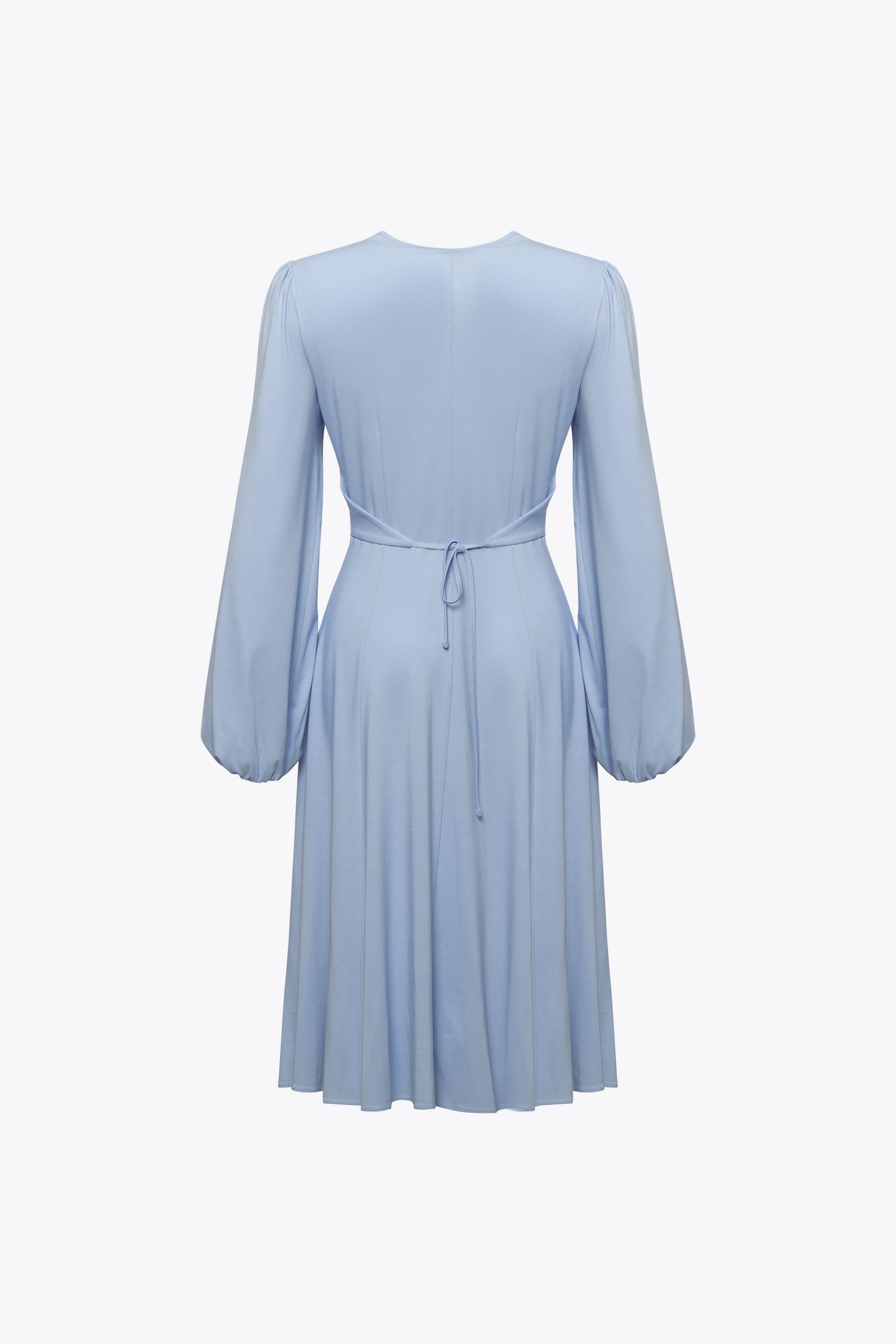 Leslie Blue Balloon Sleeve Jersey Dress