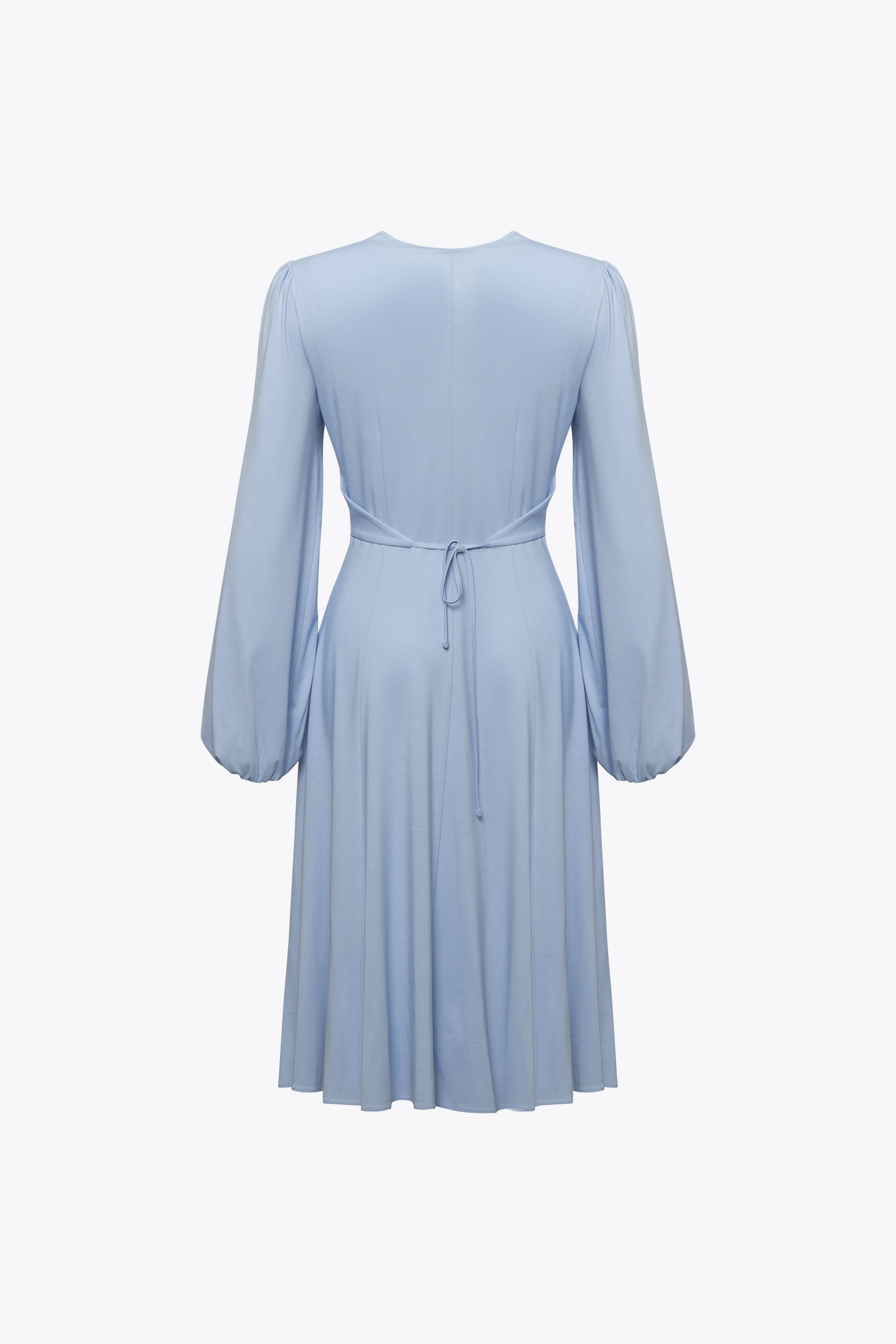 Leslie Blue Balloon Sleeve Jersey Dress