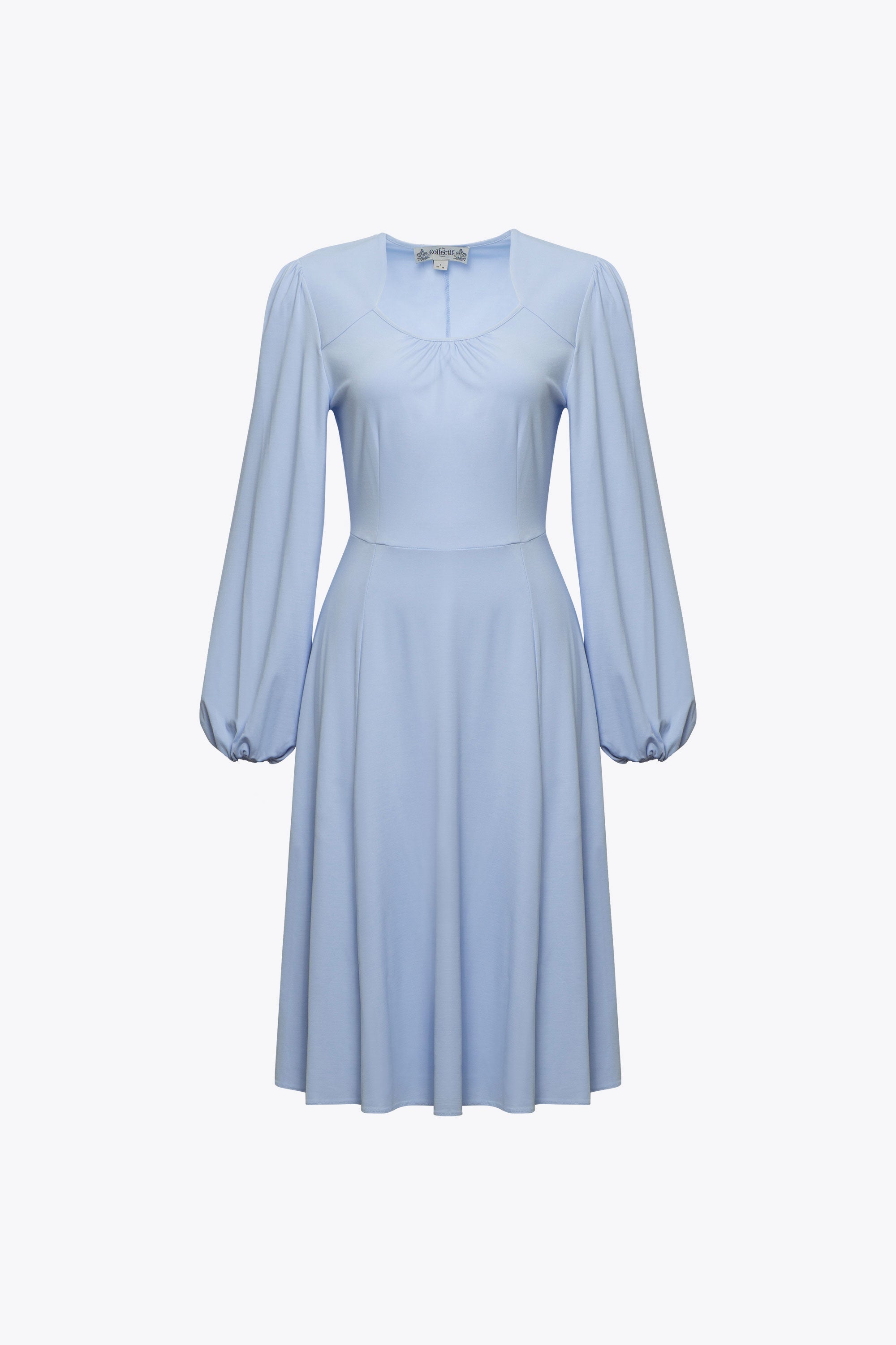 Leslie Blue Balloon Sleeve Jersey Dress