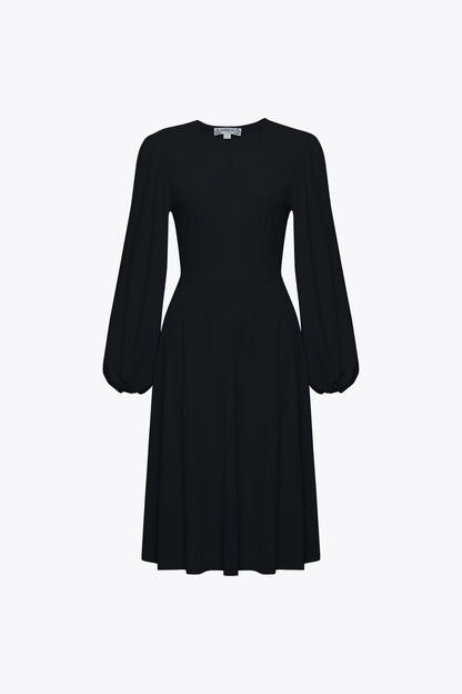 Leslie Black Balloon Sleeve Jersey Dress | Collectif Vintage Leslie Black Balloon Sleeve Jersey Dress | Collectif Vintage