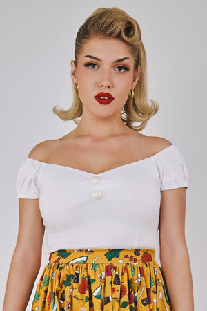 Collectif Dolores Top Rosso Anni '50 - Scollo A Cuore, Maniche Elasticizzate, 97% Cotone, 3% Elastan - 4