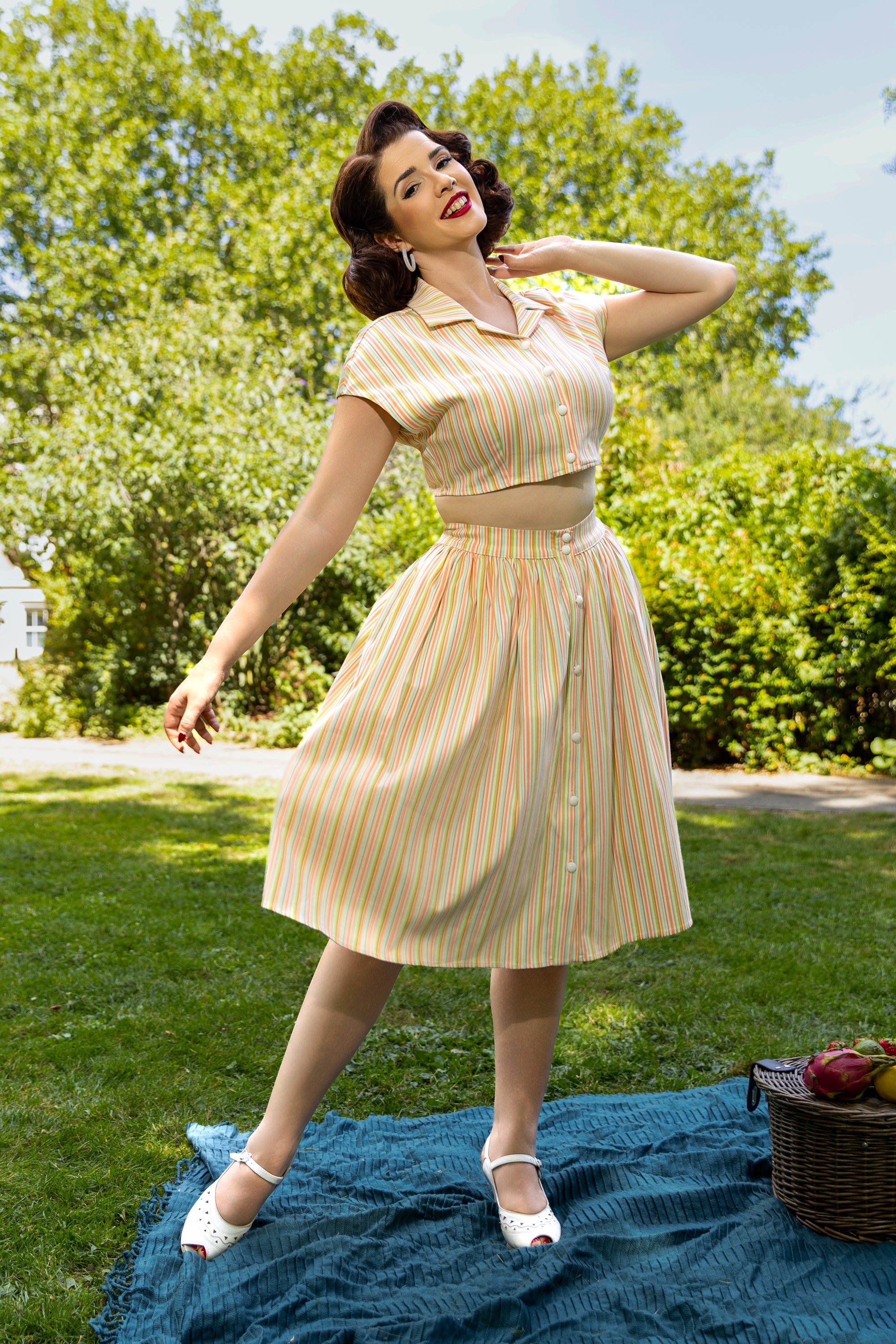 Marianna Pastel Stripe Swing Skirt