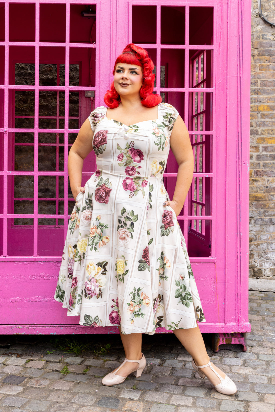 Dolores Framed Roses Swing Dress