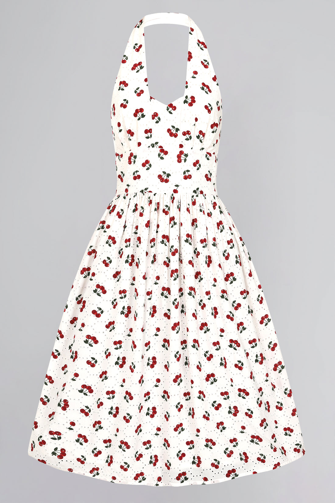 Honey Cherry Broderie Flared Dress