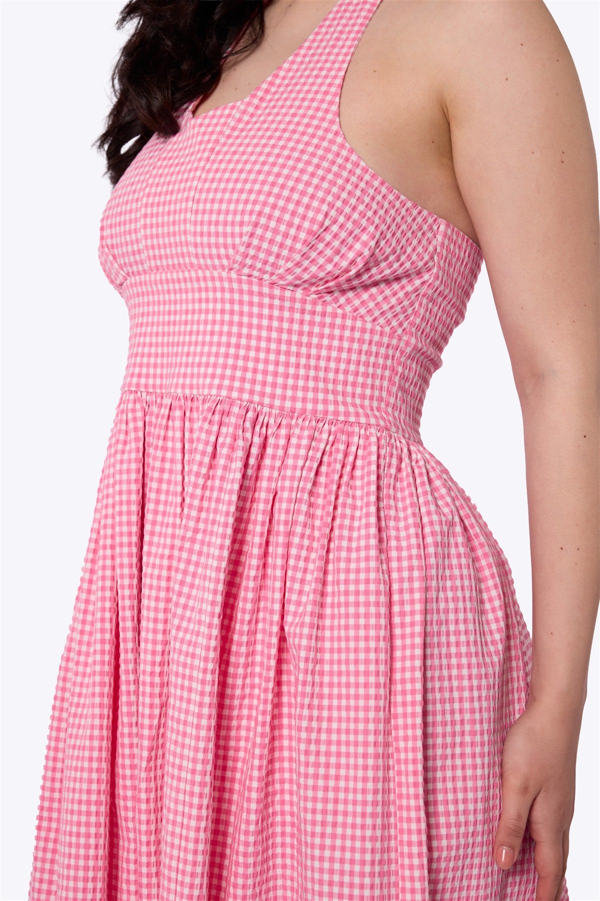 Honey Pink Gingham Swing Dress