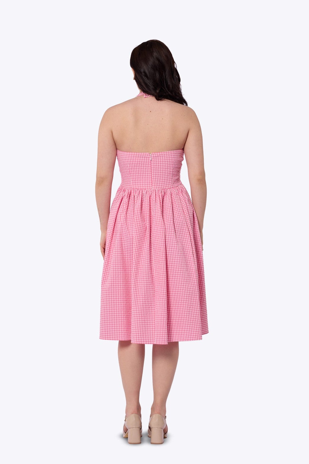 Honey Pink Gingham Swing Dress