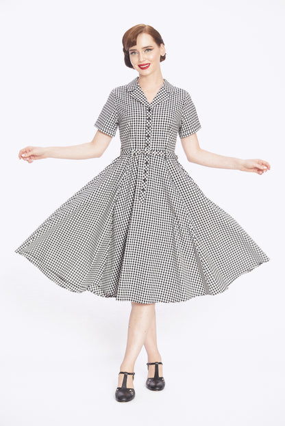 Caterina Black Gingham Swing Dress