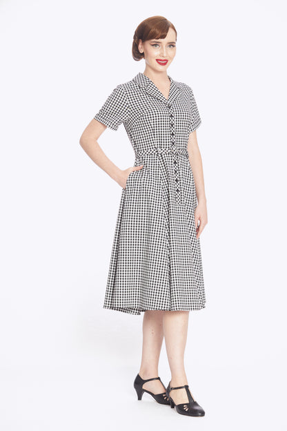 Caterina Black Gingham Swing Dress