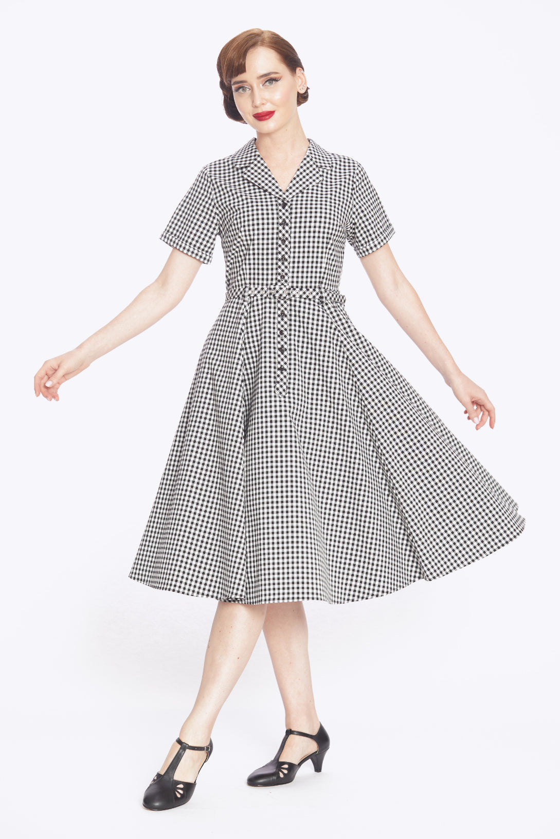 Caterina Black Gingham Swing Dress