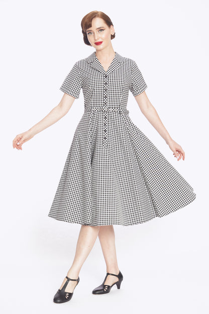 Caterina Black Gingham Swing Dress