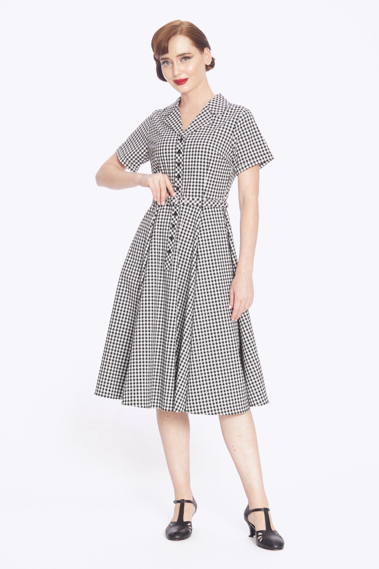 Caterina Black Gingham Swing Dress