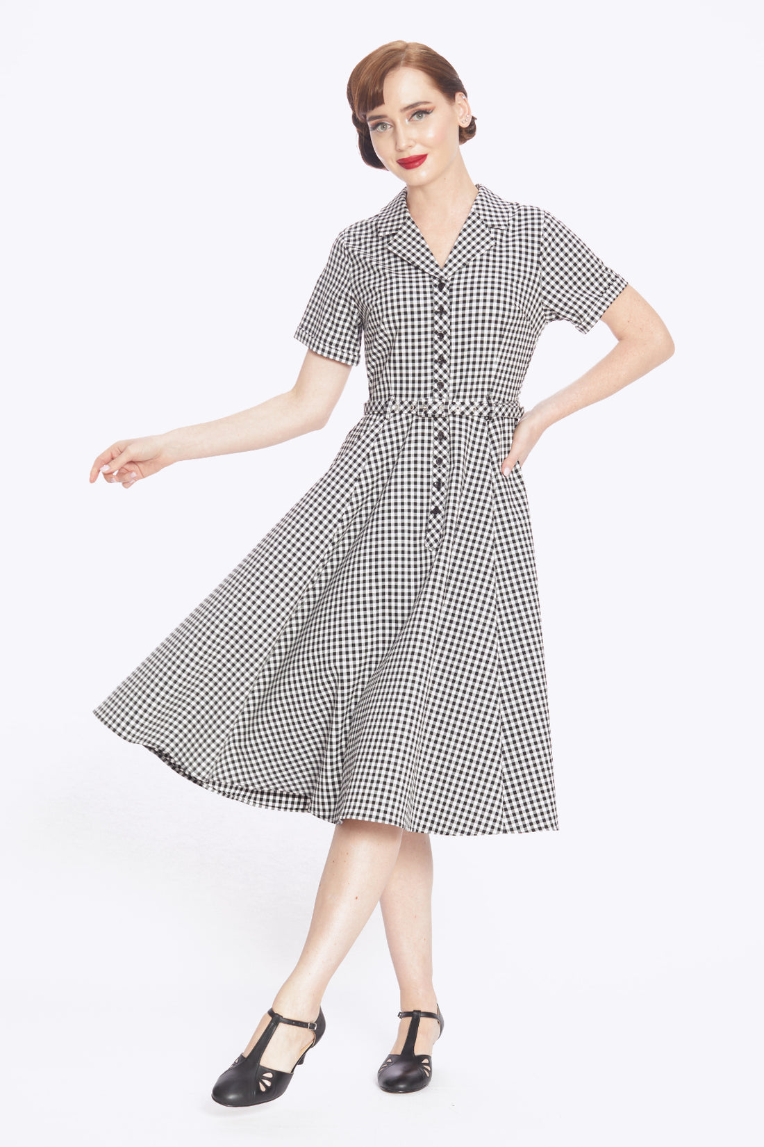 Caterina Black Gingham Swing Dress