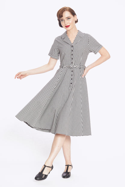 Caterina Black Gingham Swing Dress