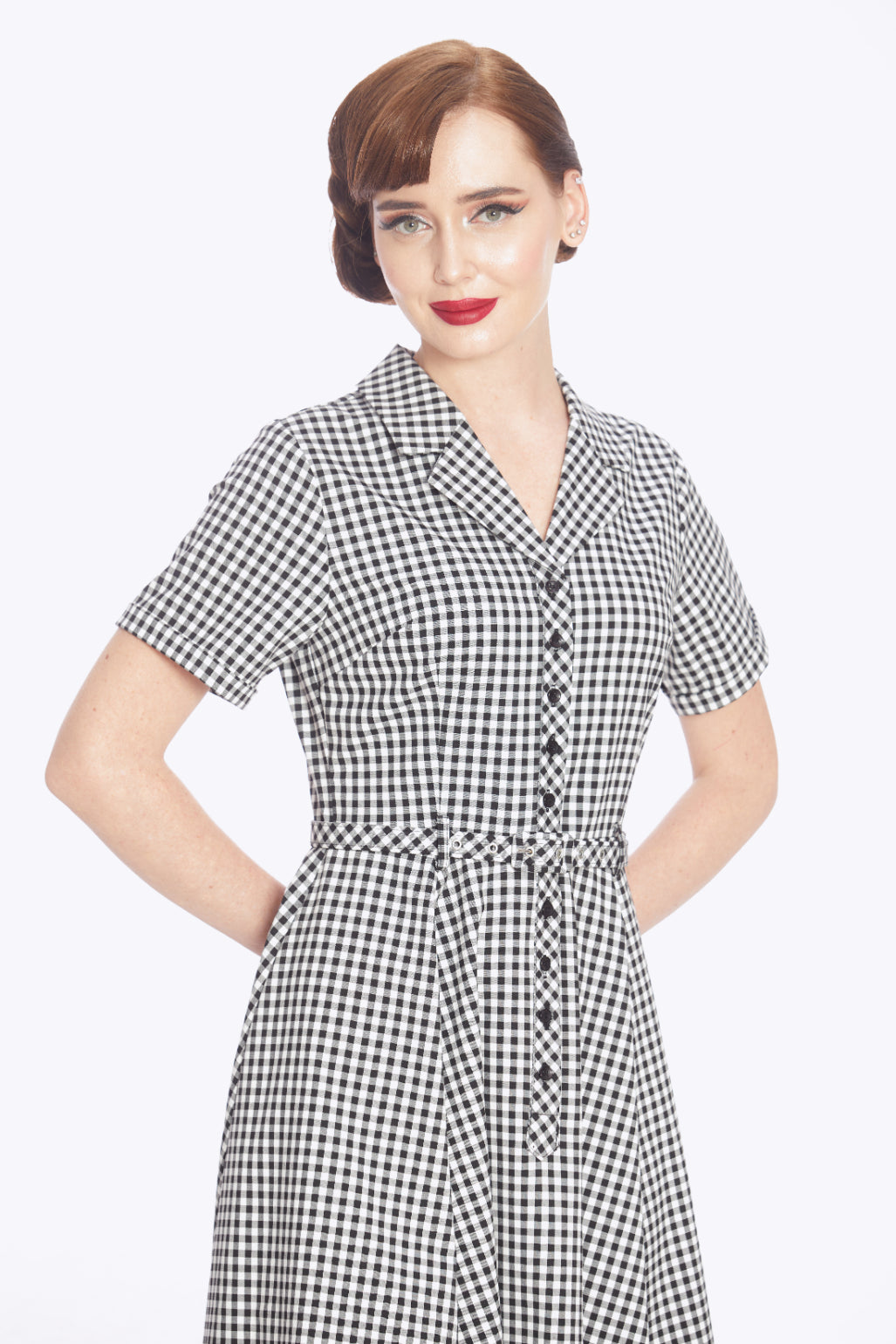 Caterina Black Gingham Swing Dress