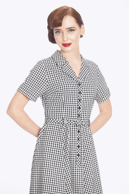 Caterina Black Gingham Swing Dress