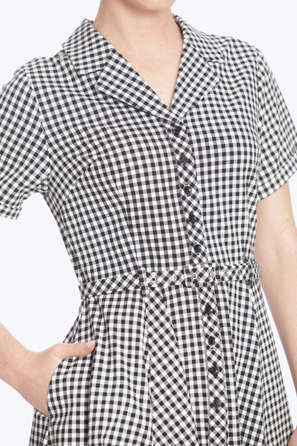 Caterina Black Gingham Swing Dress