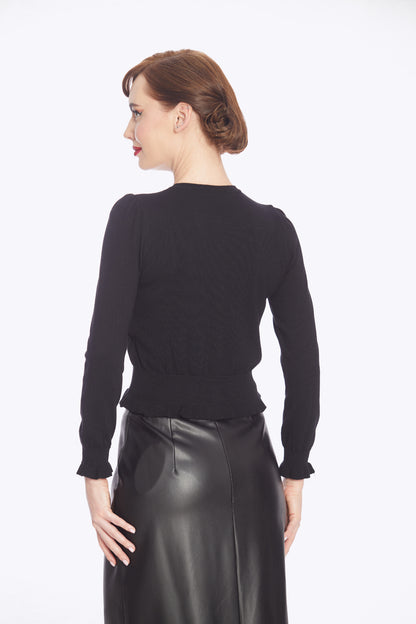 Sofia Frill Hem Cardigan Black