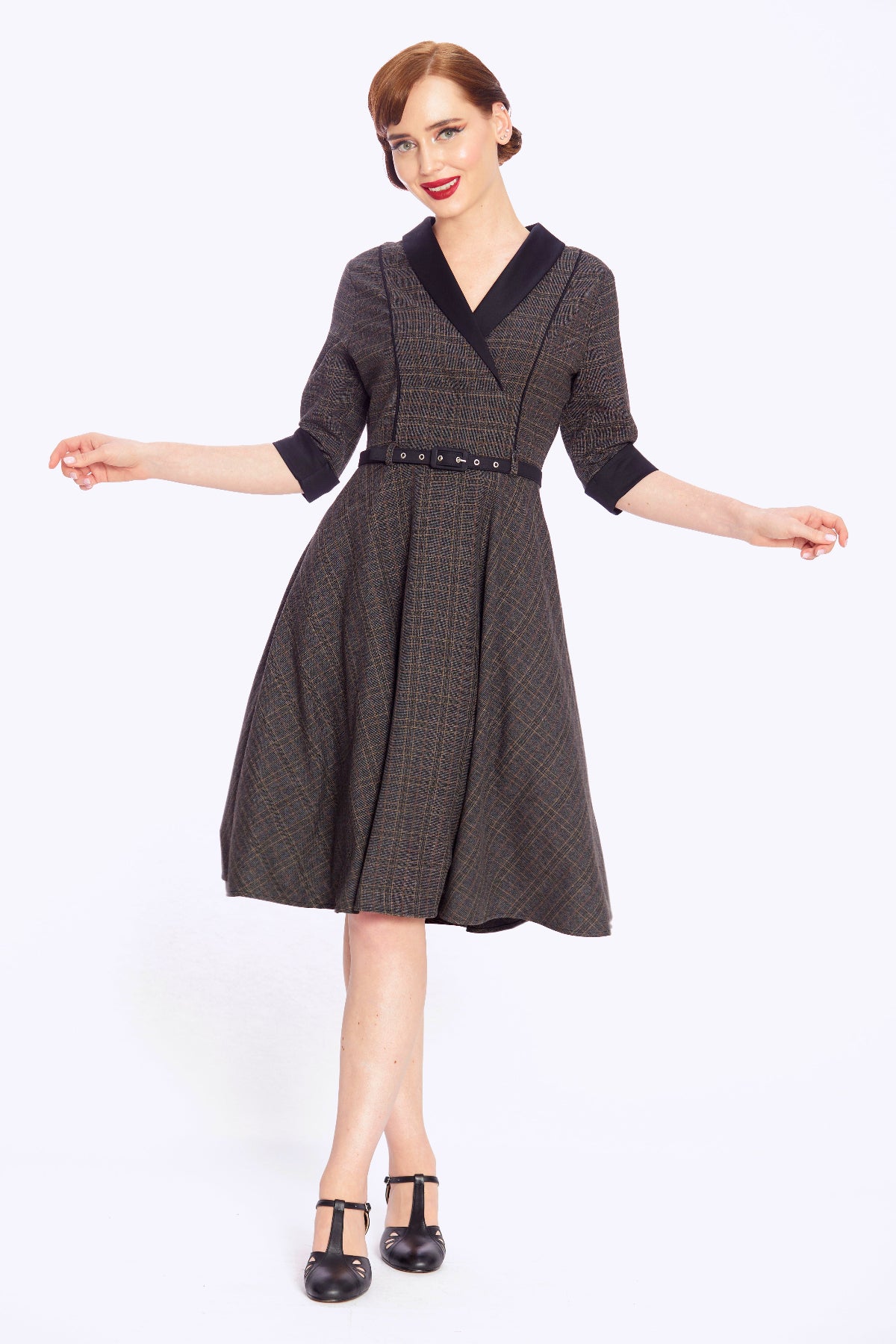 Margaret Heritage Check Flared Dress