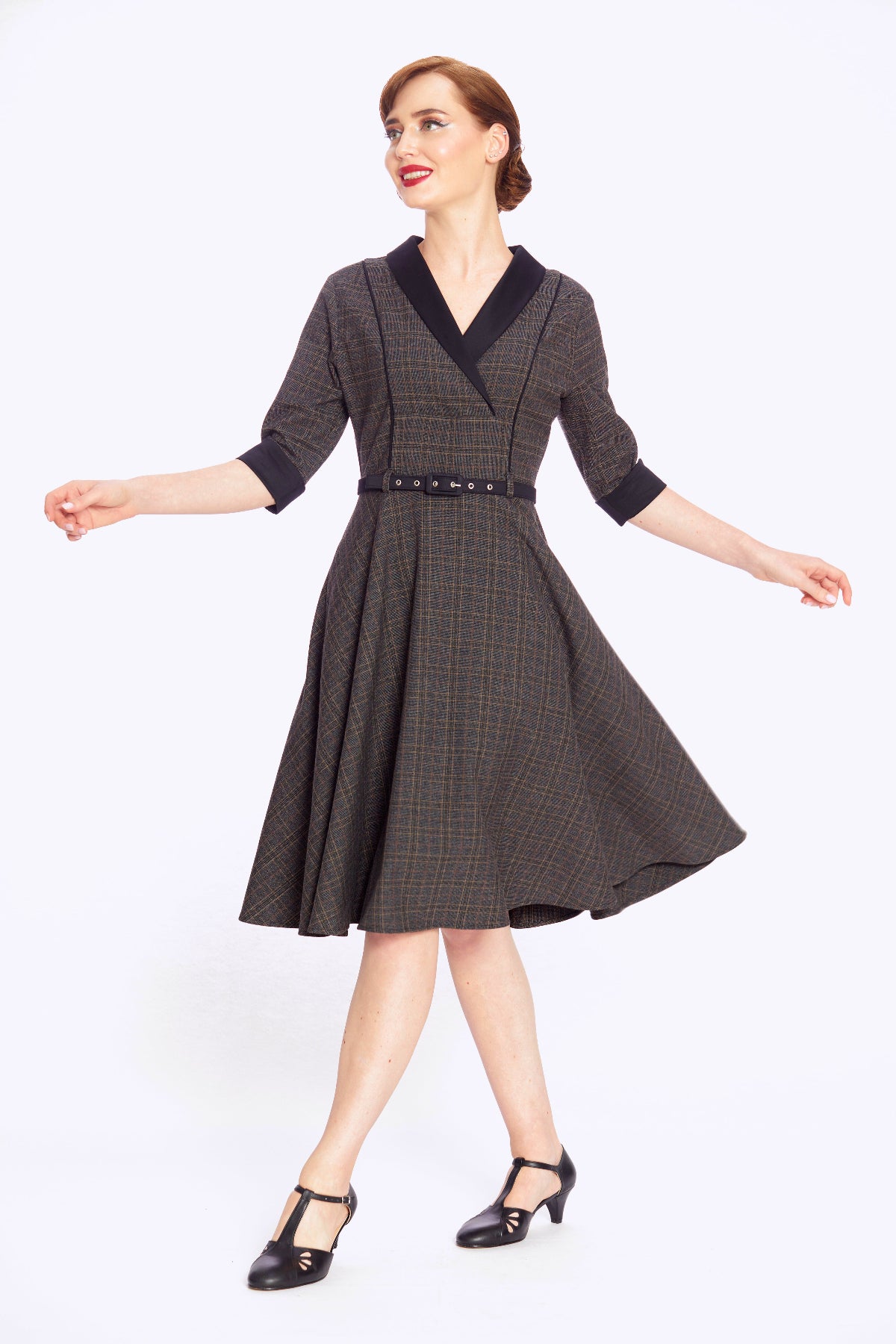 Margaret Heritage Check Flared Dress