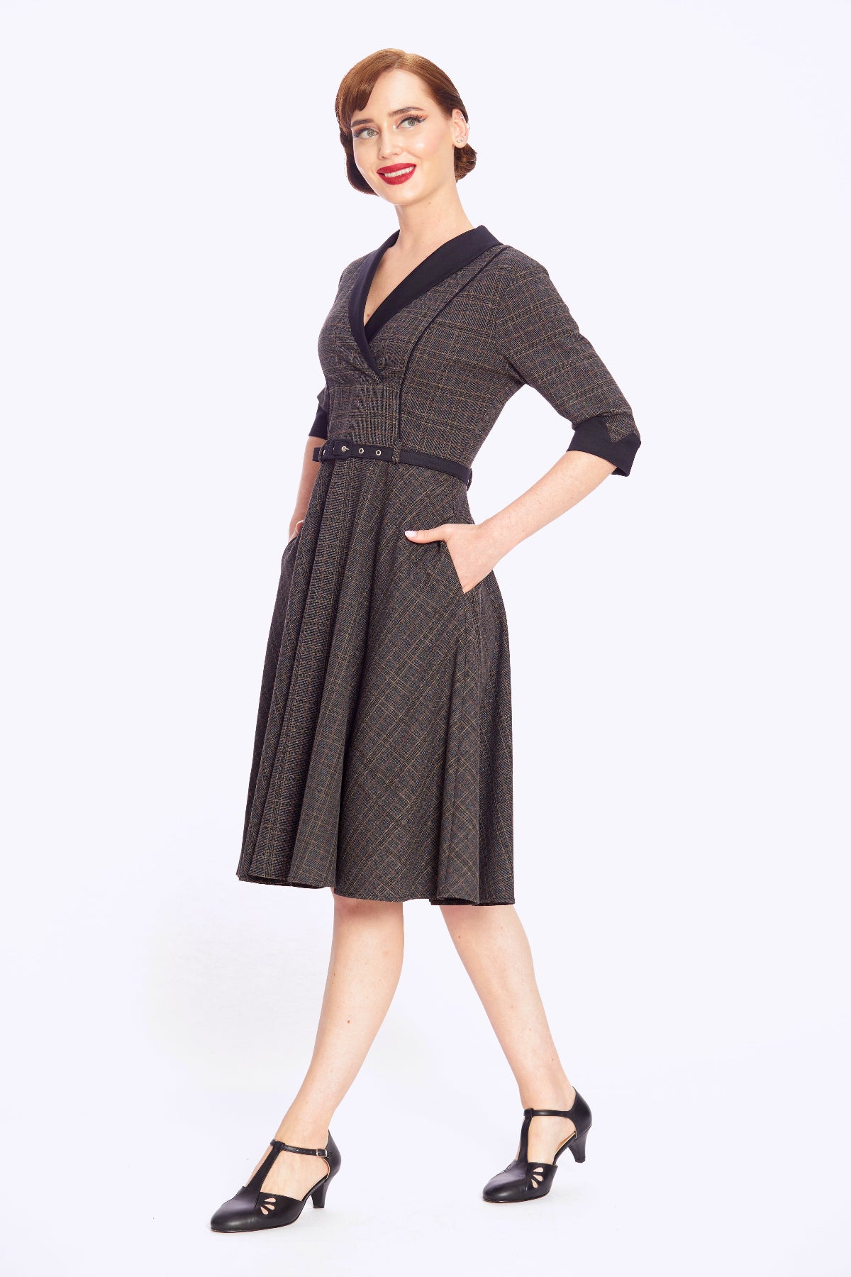 Margaret Heritage Check Flared Dress