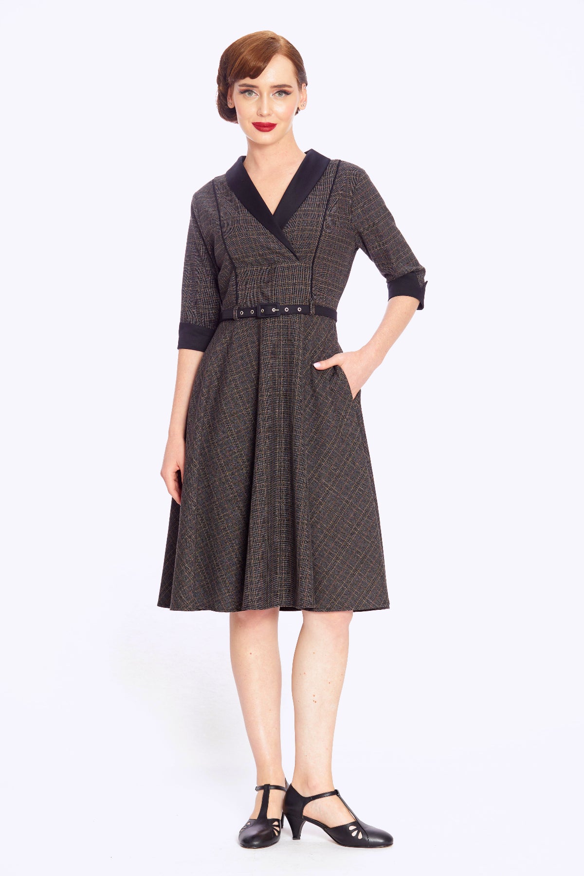 Margaret Heritage Check Flared Dress
