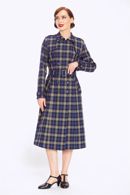Kathie 40s Checks Trench Coat