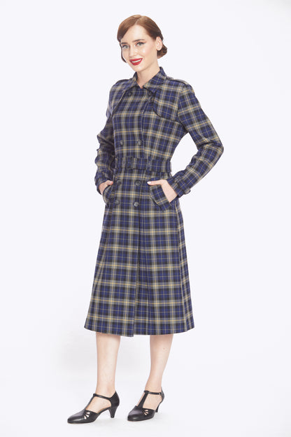 Kathie 40s Checks Trench Coat