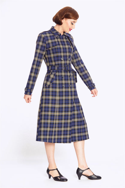 Kathie 40s Checks Trench Coat