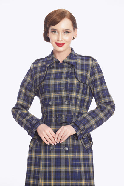 Kathie 40s Checks Trench Coat