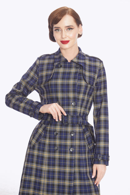 Kathie 40s Checks Trench Coat