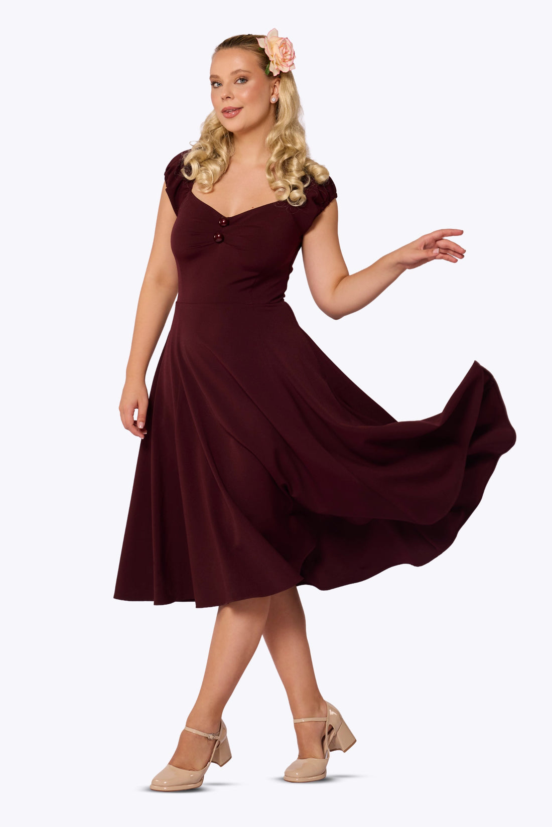 Dolores Burgundy Doll Dress
