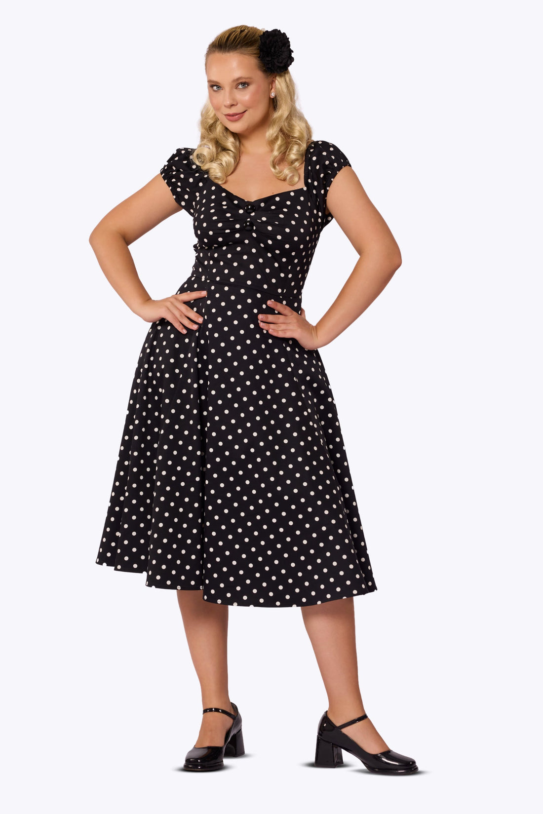 Dolores Black Polka Dot Doll Dress