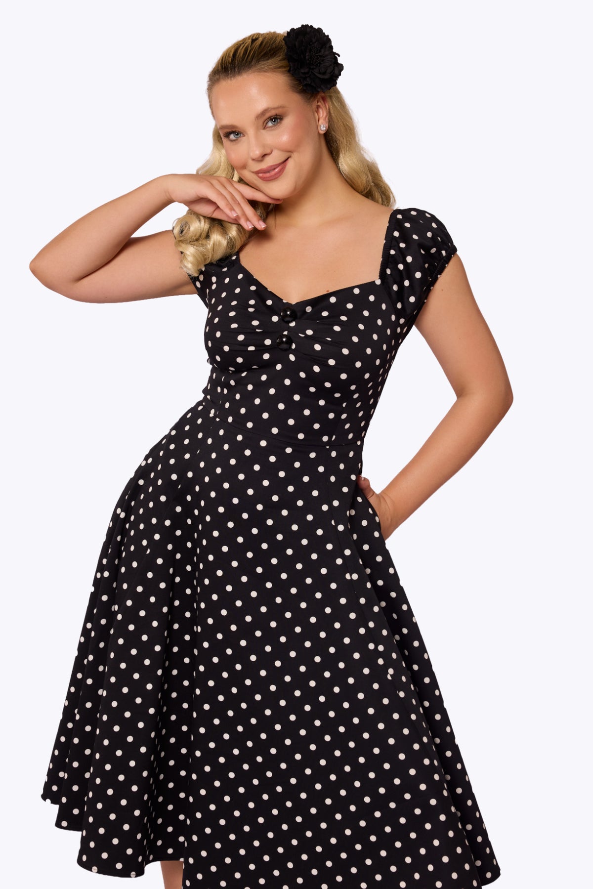 Dolores Black Polka Dot Doll Dress