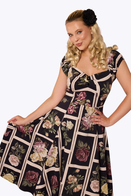 Dolores Framed Roses Doll Black Dress