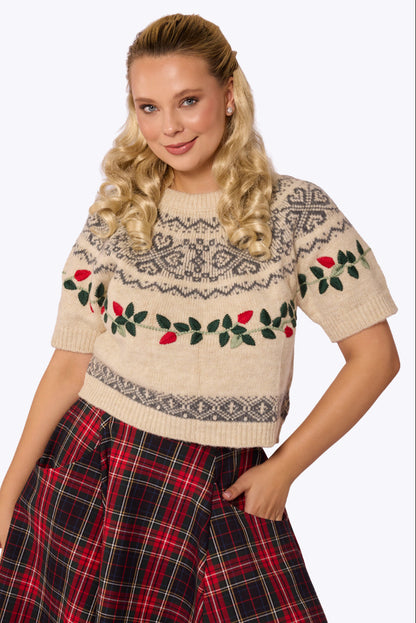 Heidi Fair Isle Rosebud Knit Top