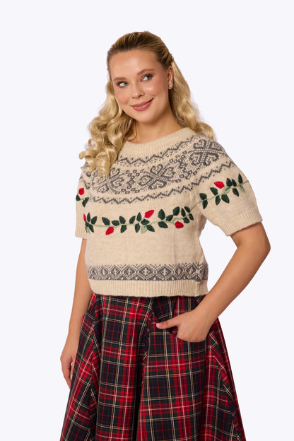 Heidi Fair Isle Rosebud Knit Top