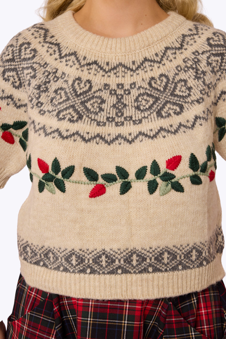 Heidi Fair Isle Rosebud Knit Top