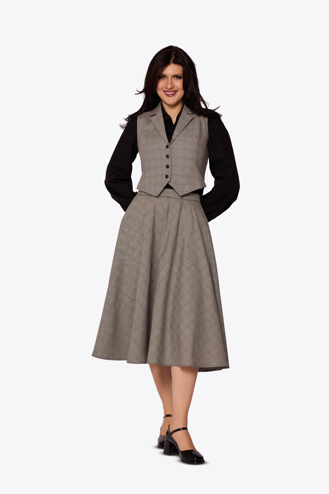 Professor Monochrome Check Skirt