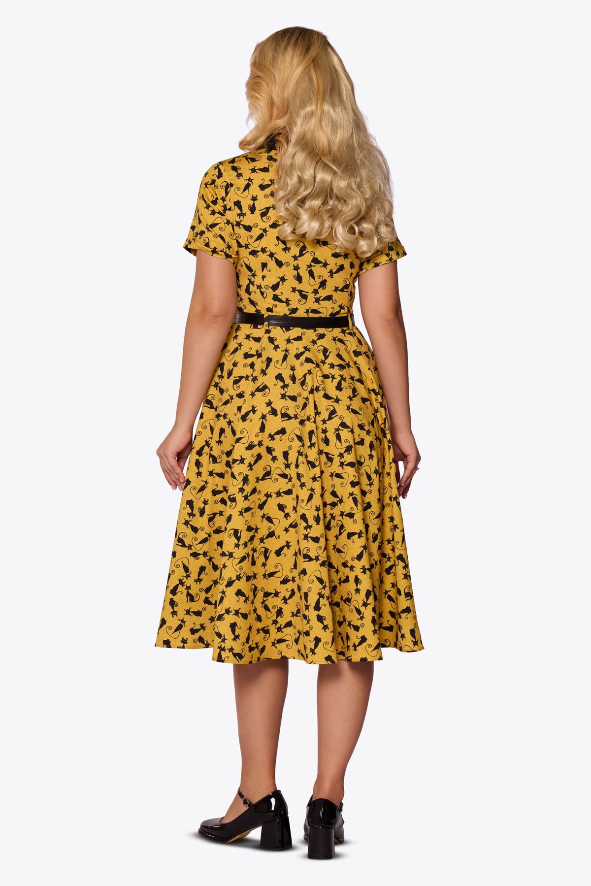 Caterina Black Cat Swing Dress