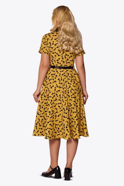 Caterina Black Cat Swing Dress
