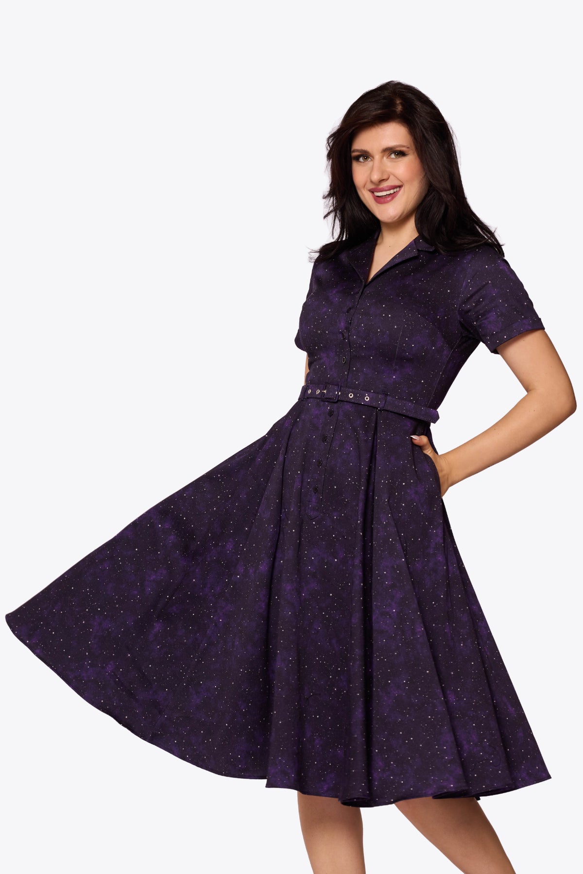 Caterina Amethyst Stardust Swing Dress