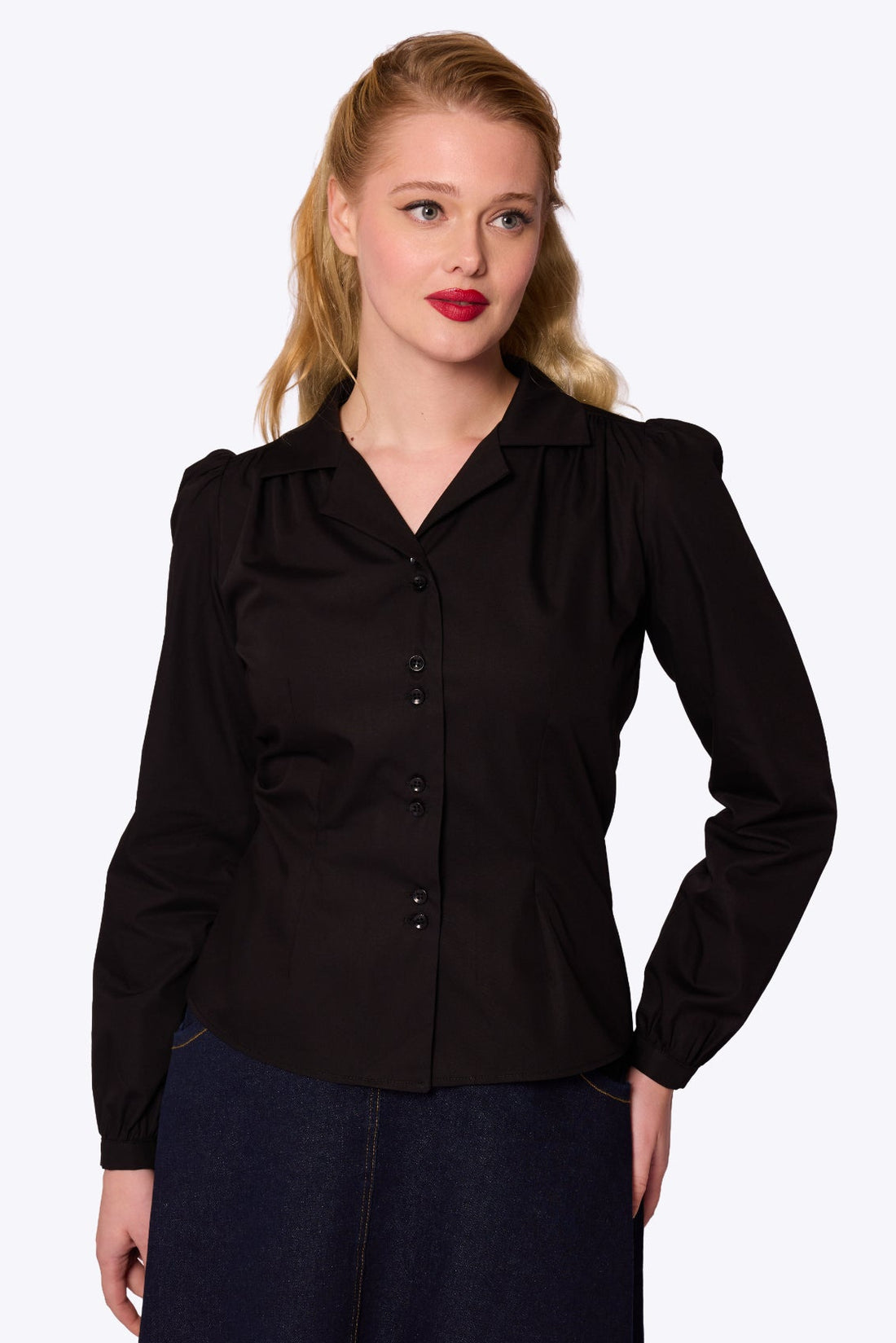 Pepper 40s Blouse Jet Black