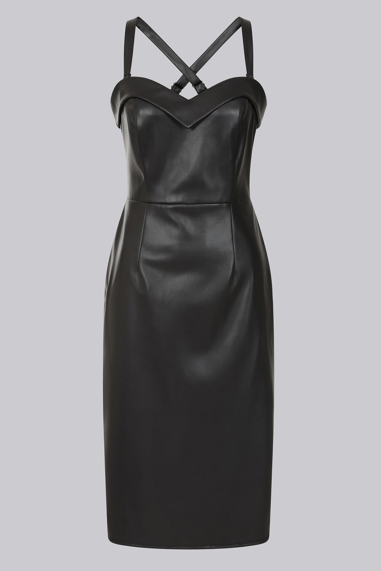 Collectif Female Faux Leather PU Pencil Dress, Black UK12 Collectif Female Faux Leather PU Pencil Dress, Black UK12