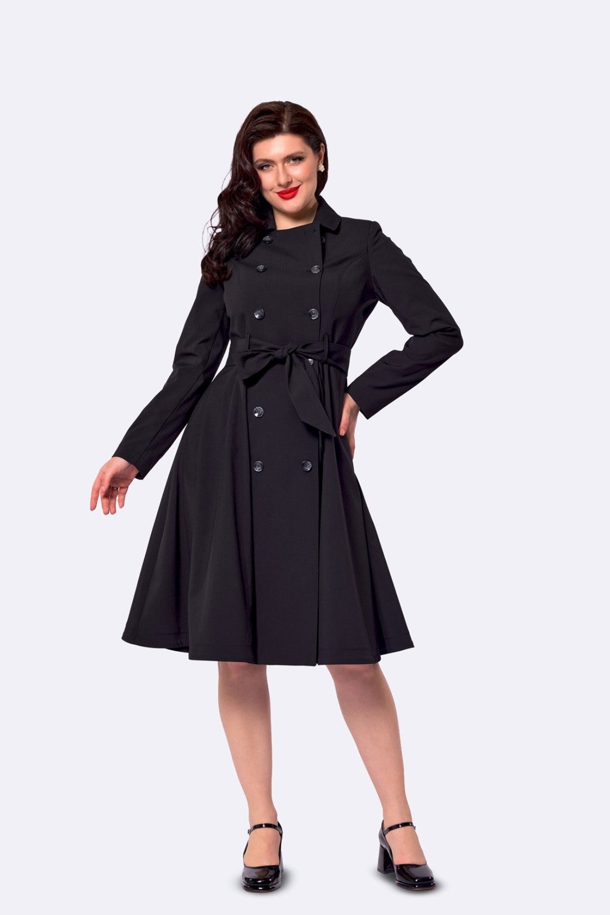 Korrina Black Swing Trench Coat
