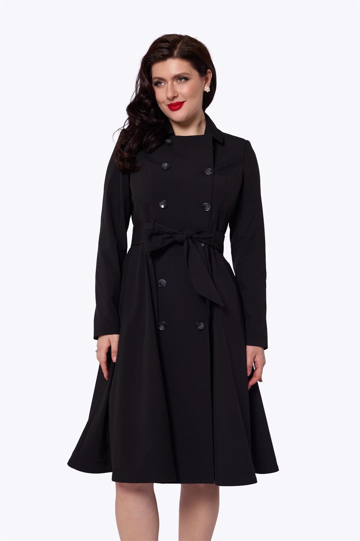 Korrina Black Swing Trench Coat