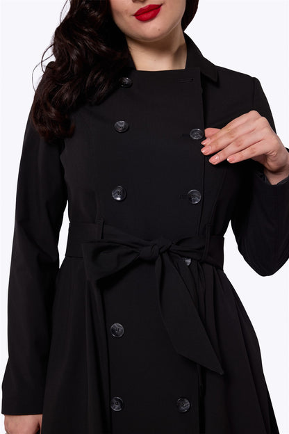 Korrina Black Swing Trench Coat