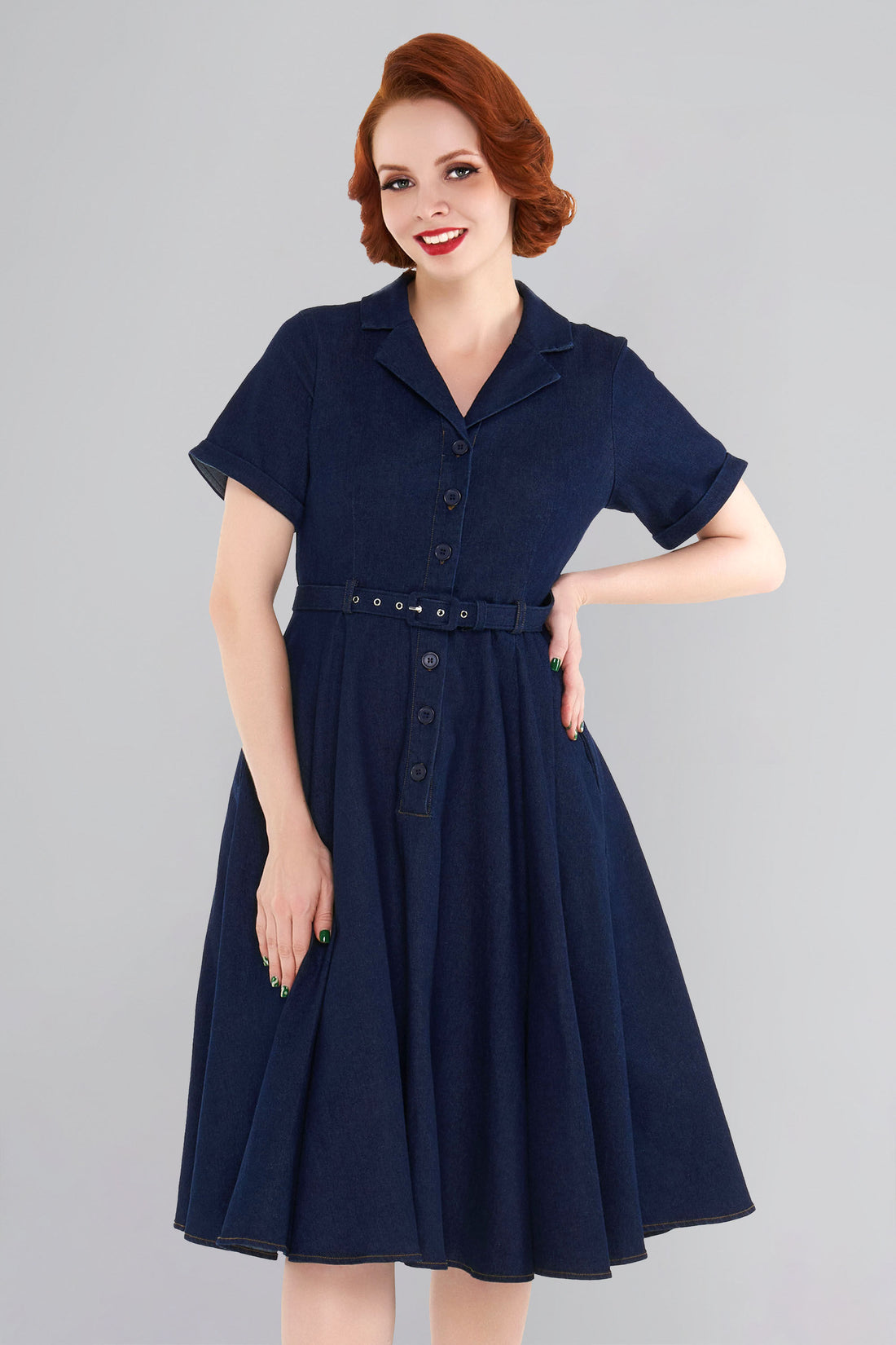 Christine Denim Flared Dress