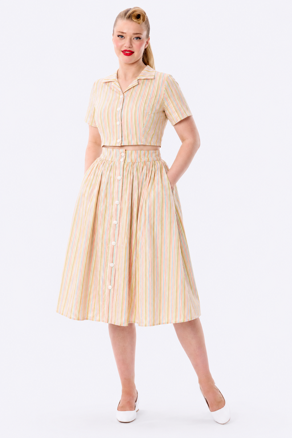 Marianna Pastel Stripe Swing Skirt